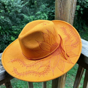 "Sunshine in Bloom" – Hand-Burned Wide-Brim Western Fedora