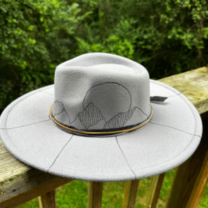 The Sunrise Summit – Hand-Burned Wide Brim Fedora in Pale Blue