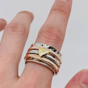 Heart-Shaped Charm Rotating Ring (3-Layer Design)