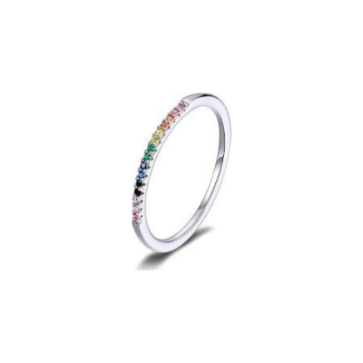 Rainbow CZ Sterling Silver Ring | LGBTQ+ Rainbow Stackable Band 3 Rainbow CZ Sterling Silver Ring | LGBTQ+ Rainbow Stackable Band - Image 3