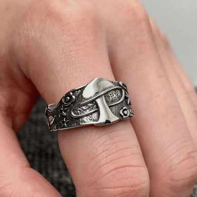 Mushroom in the Jungle Ring | Stainless Steel Nature-Inspired Statement Ring 1 Mushroom in the Jungle Ring | Stainless Steel Nature-Inspired Statement Ring