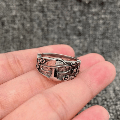 Mushroom in the Jungle Ring | Stainless Steel Nature-Inspired Statement Ring 3 Mushroom in the Jungle Ring | Stainless Steel Nature-Inspired Statement Ring - Image 3
