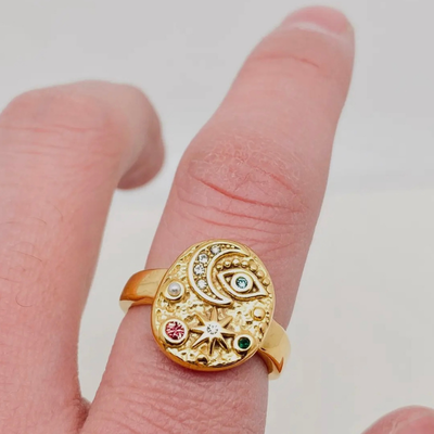 Celestial Protection Ring | Star Moon Evil Eye Ring 4 Celestial Protection Ring | Star Moon Evil Eye Ring - Image 4