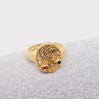 Celestial Protection Ring | Star Moon Evil Eye Ring 2 Celestial Protection Ring | Star Moon Evil Eye Ring - Image 2