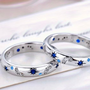 Celestial Moon & Star Band Rings | Sterling Silver Cosmic Stackable Rings
