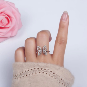 Pavé Butterfly Ring | Sterling Silver or Gold Filled CZ Adjustable Ring