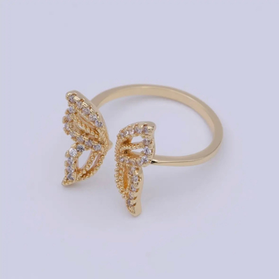 Pavé Butterfly Ring | Sterling Silver or Gold Filled CZ Adjustable Ring 3 Pavé Butterfly Ring | Sterling Silver or Gold Filled CZ Adjustable Ring - Image 3