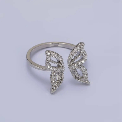 Pavé Butterfly Ring | Sterling Silver or Gold Filled CZ Adjustable Ring 2 Pavé Butterfly Ring | Sterling Silver or Gold Filled CZ Adjustable Ring - Image 2