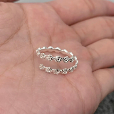 Rose Blossom Ring | S925 Sterling Silver Floral Ring 3 Rose Blossom Ring | S925 Sterling Silver Floral Ring - Image 3