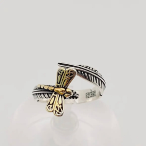 Feather & Dragonfly Ring | Cottagecore Nature Jewelry
